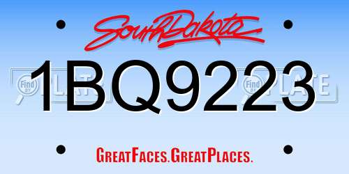 1BQ9223 South Dakota License Plate