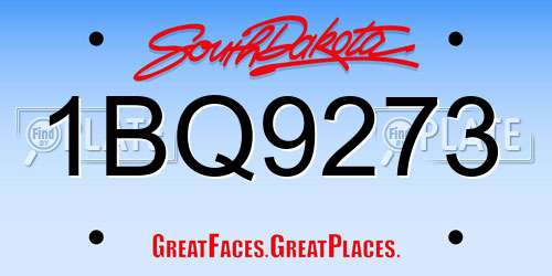 1BQ9273 South Dakota License Plate