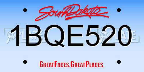 1BQE520 South Dakota License Plate