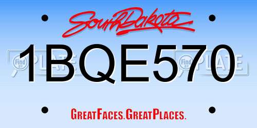 1BQE570 South Dakota License Plate