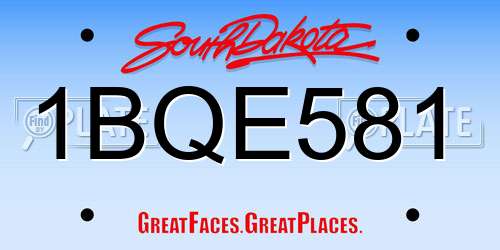 1BQE581 South Dakota License Plate