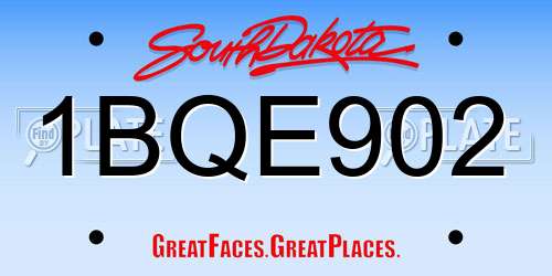 1BQE902 South Dakota License Plate
