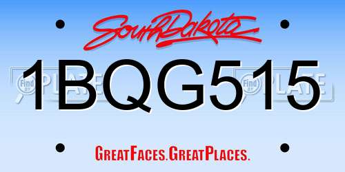 1BQG515 South Dakota License Plate