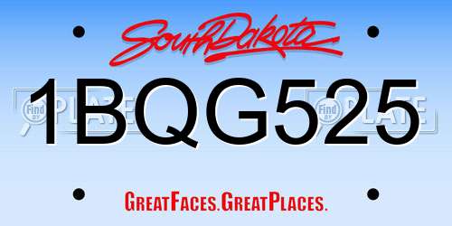 1BQG525 South Dakota License Plate