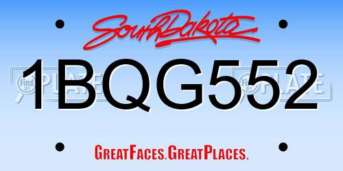 1BQG552 South Dakota License Plate