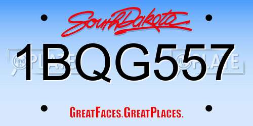 1BQG557 South Dakota License Plate