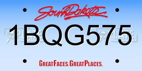 1BQG575 South Dakota License Plate