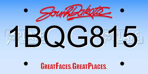 1BQG815 South Dakota License Plate