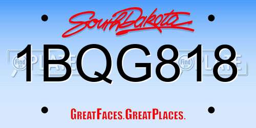 1BQG818 South Dakota License Plate