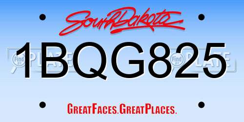 1BQG825 South Dakota License Plate
