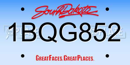 1BQG852 South Dakota License Plate