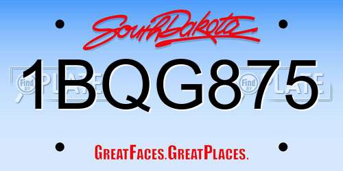 1BQG875 South Dakota License Plate