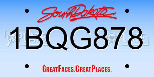 1BQG878 South Dakota License Plate