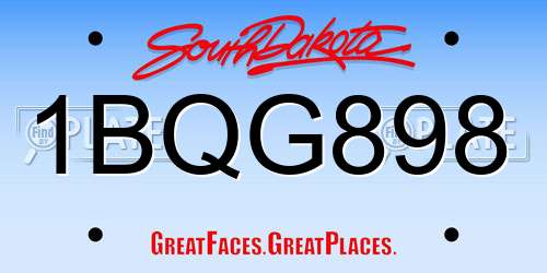 1BQG898 South Dakota License Plate