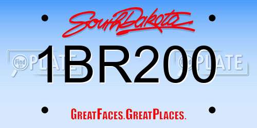 1BR200 South Dakota License Plate