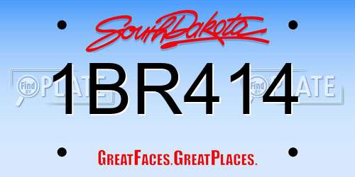 1BR414 South Dakota License Plate