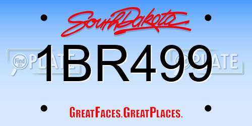 1BR499 South Dakota License Plate