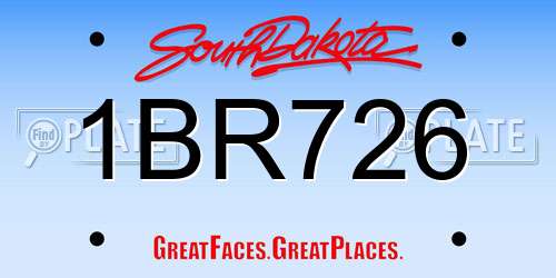 1BR726 South Dakota License Plate