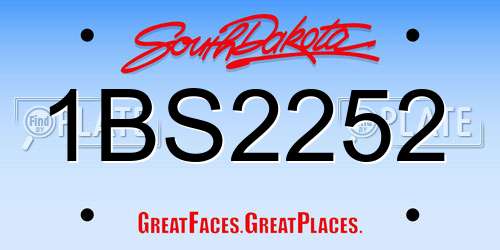 1BS2252 South Dakota License Plate