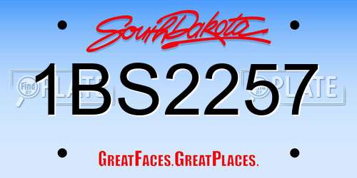 1BS2257 South Dakota License Plate