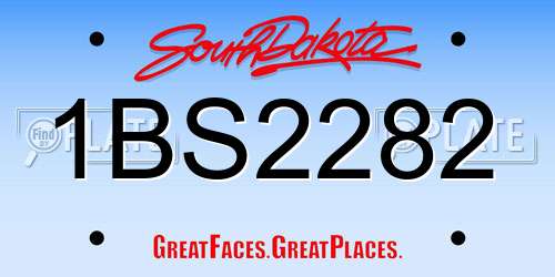 1BS2282 South Dakota License Plate