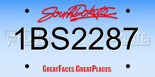 1BS2287 South Dakota License Plate