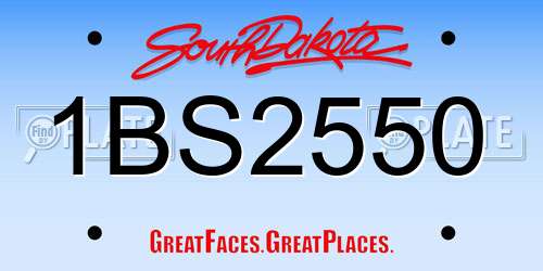 1BS2550 South Dakota License Plate
