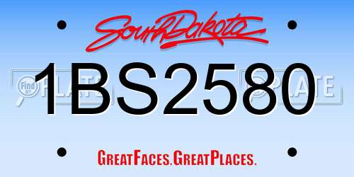 1BS2580 South Dakota License Plate