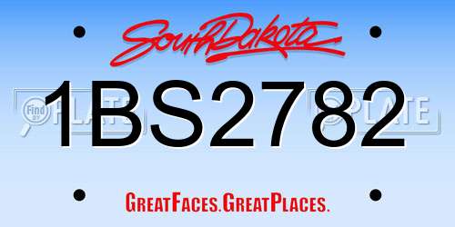 1BS2782 South Dakota License Plate
