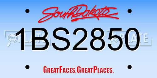1BS2850 South Dakota License Plate