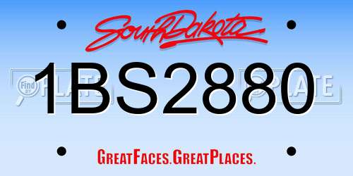 1BS2880 South Dakota License Plate