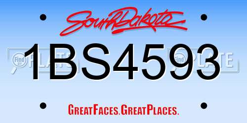 1BS4593 South Dakota License Plate