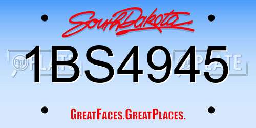 1BS4945 South Dakota License Plate