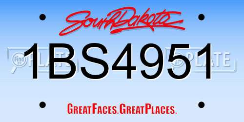 1BS4951 South Dakota License Plate