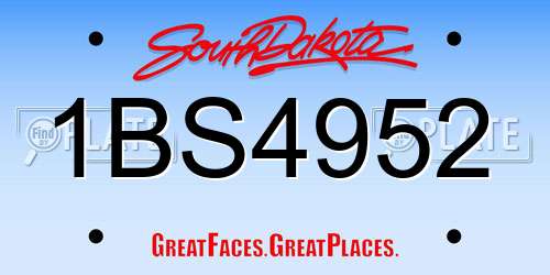 1BS4952 South Dakota License Plate