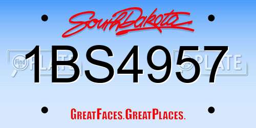 1BS4957 South Dakota License Plate
