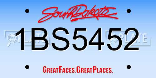 1BS5452 South Dakota License Plate