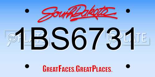 1BS6731 South Dakota License Plate