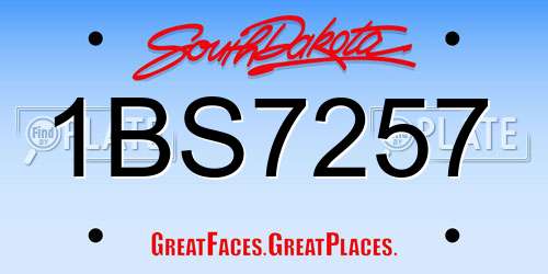 1BS7257 South Dakota License Plate