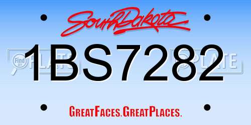 1BS7282 South Dakota License Plate