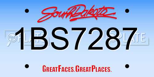 1BS7287 South Dakota License Plate