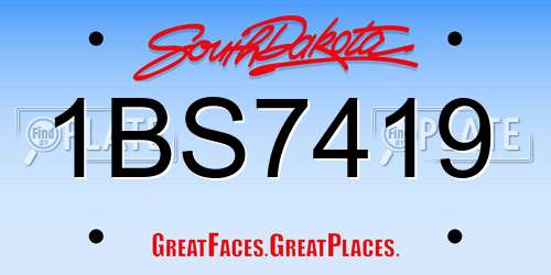 1BS7419 South Dakota License Plate