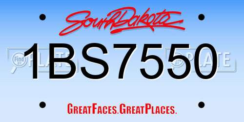 1BS7550 South Dakota License Plate
