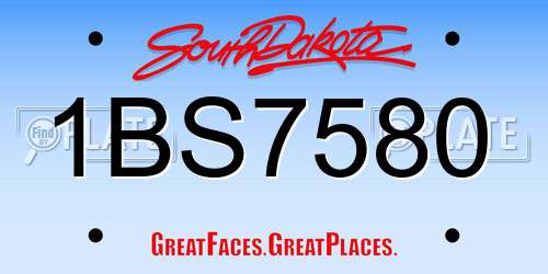 1BS7580 South Dakota License Plate