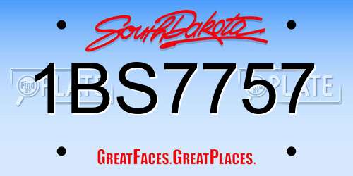 1BS7757 South Dakota License Plate