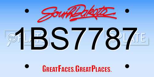 1BS7787 South Dakota License Plate