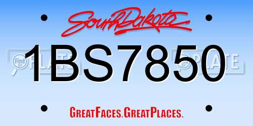 1BS7850 South Dakota License Plate