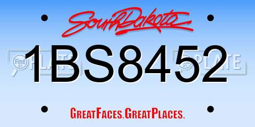 1BS8452 South Dakota License Plate