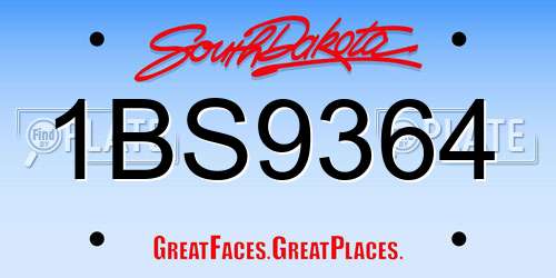 1BS9364 South Dakota License Plate