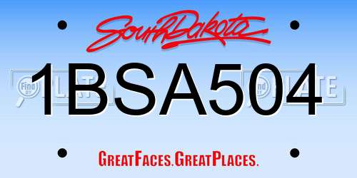 1BSA504 South Dakota License Plate